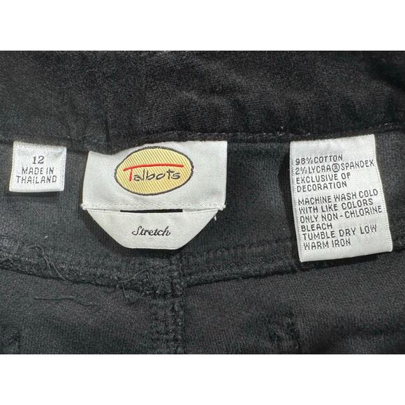 Talbots Black‎ Velvet Pants Size 12 (32x30.5) Straight Leg High Rise Stretch Vtg - Picture 5 of 9